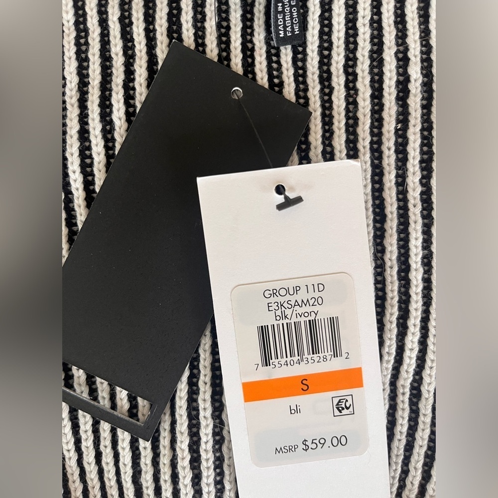DKNY V-neck ribbed-knit tank style top 100% cotton black and white size Small - Picture 3 of 3